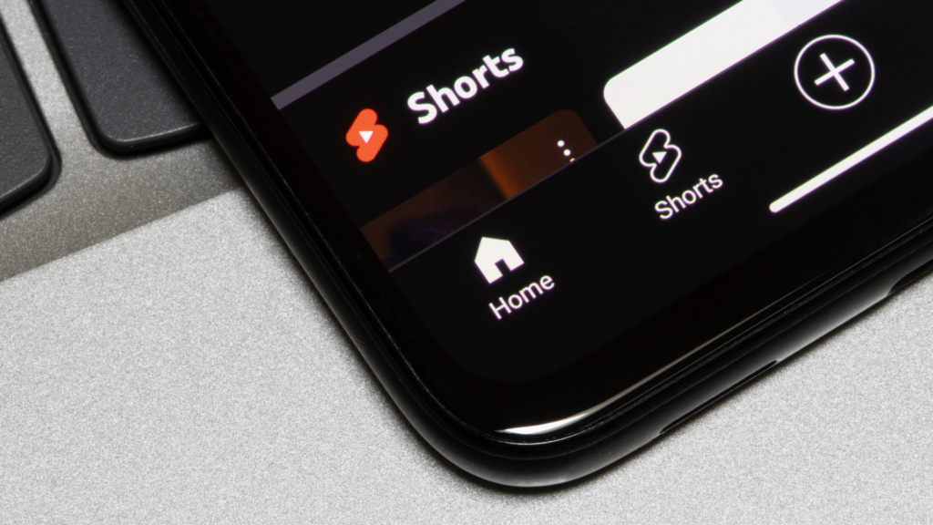 YouTube Shorts logo is seen from the user interface of the YouTube app on a Google Pixel smartphone.